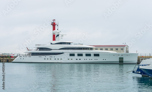 The yacht in the sea port