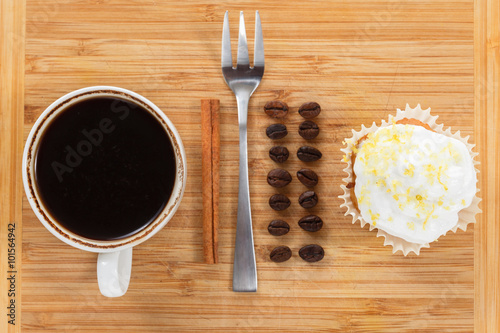 Sweet muffin and coffee. Ov...