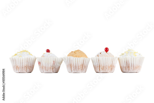 Group of tasty muffins isol...