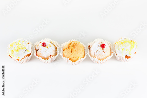 Group of tasty muffins isol...