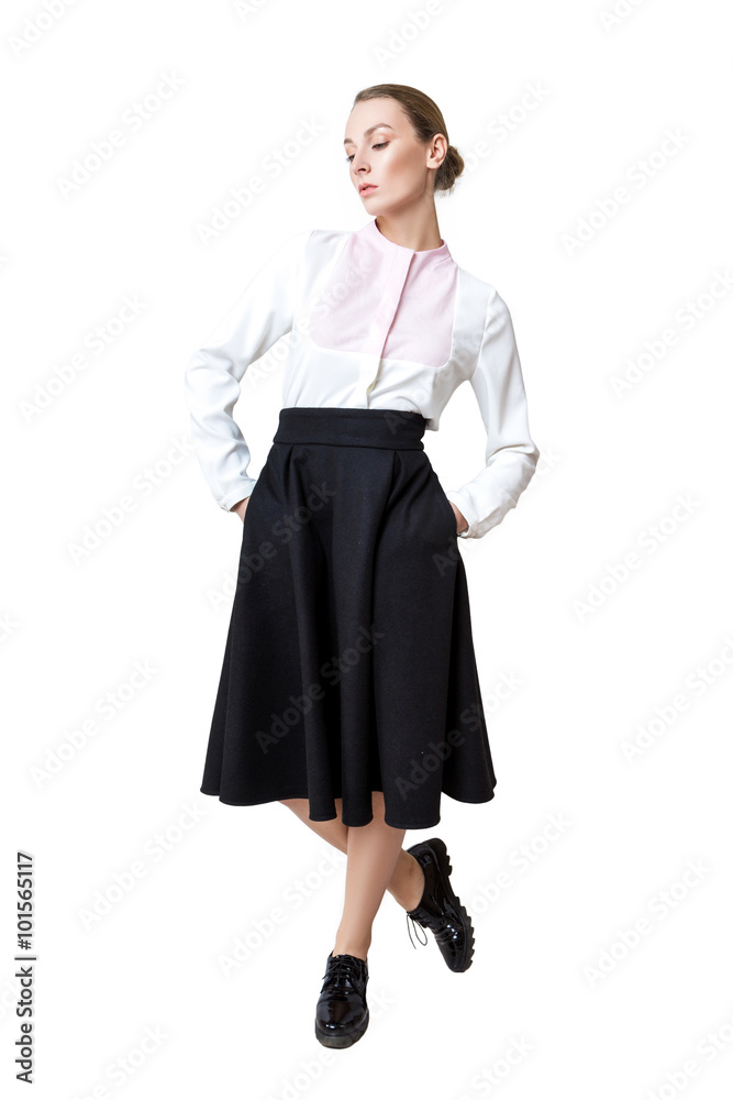 Beautiful young fashion business woman isolated on white Beautiful young fashion business woman isolated on white