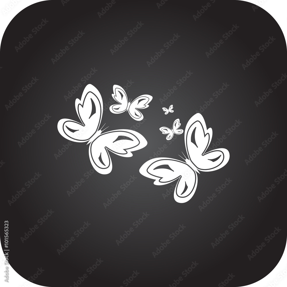 Obraz premium Butterflies simple icon on colorful background