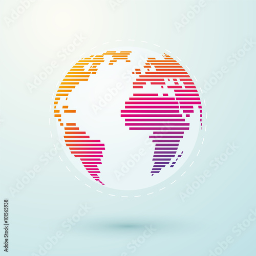 Simple striped color world globe