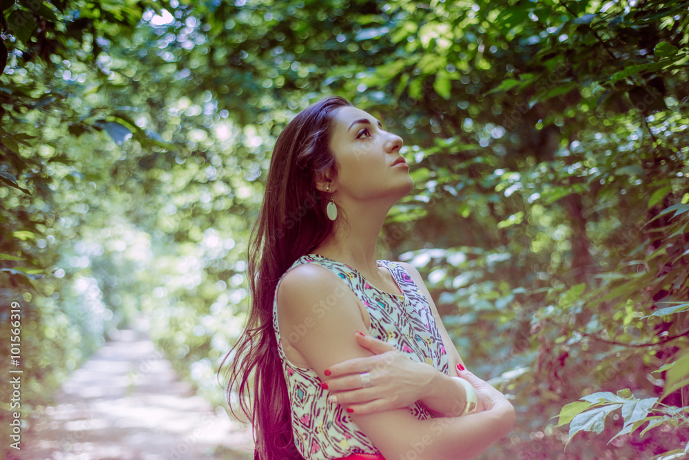 beautiful long hair brunette on the plein air beautiful long hair brunette on the plein air