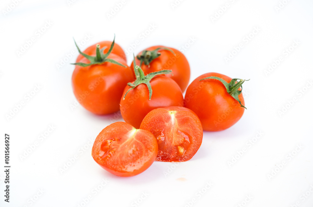 Fresh ripe cherry tomatoes isolated in white Fresh ripe cherry tomatoes isolated in white