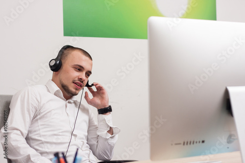 Call center agent at work