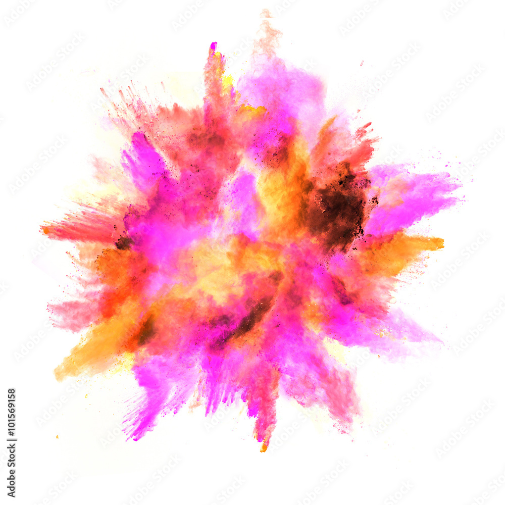 Explosion of colored powder on white background Explosion of colored powder on white background