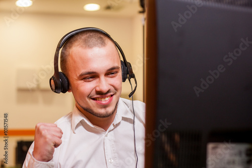 Call center agent at work