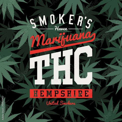Varsity College Marijuana Ganja Weed  Print Design 