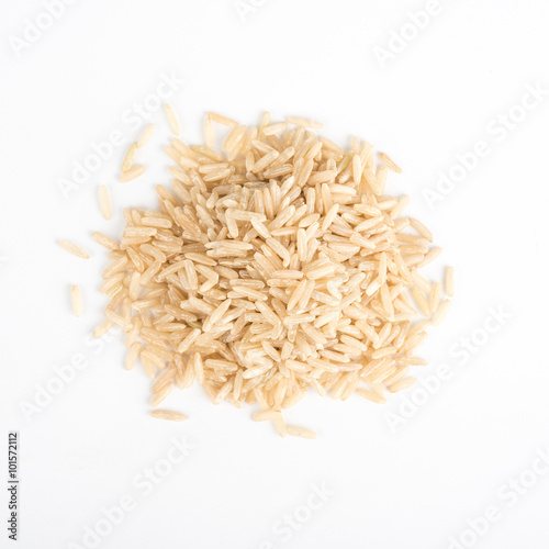 Rice grain on white background