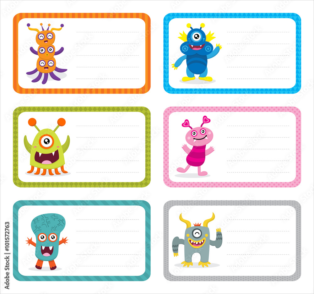 Obraz premium Cute Monster Card Sets
