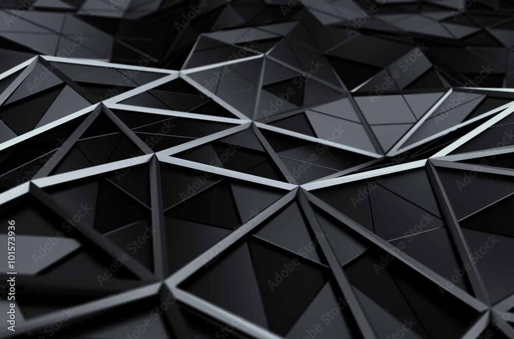 Abstract 3D Rendering of Low Poly Surface.