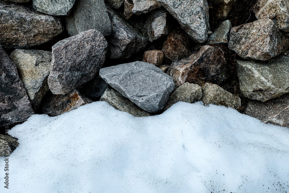 stone with snow