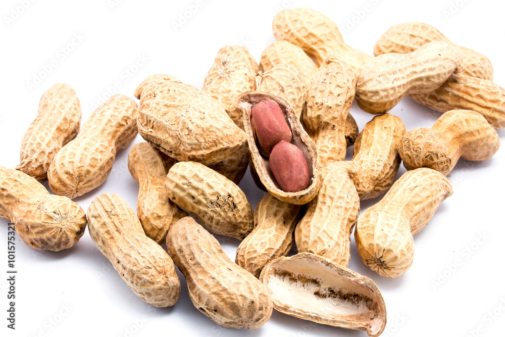 Dried peanuts in model shopping trolley Dried peanuts in model shopping trolley