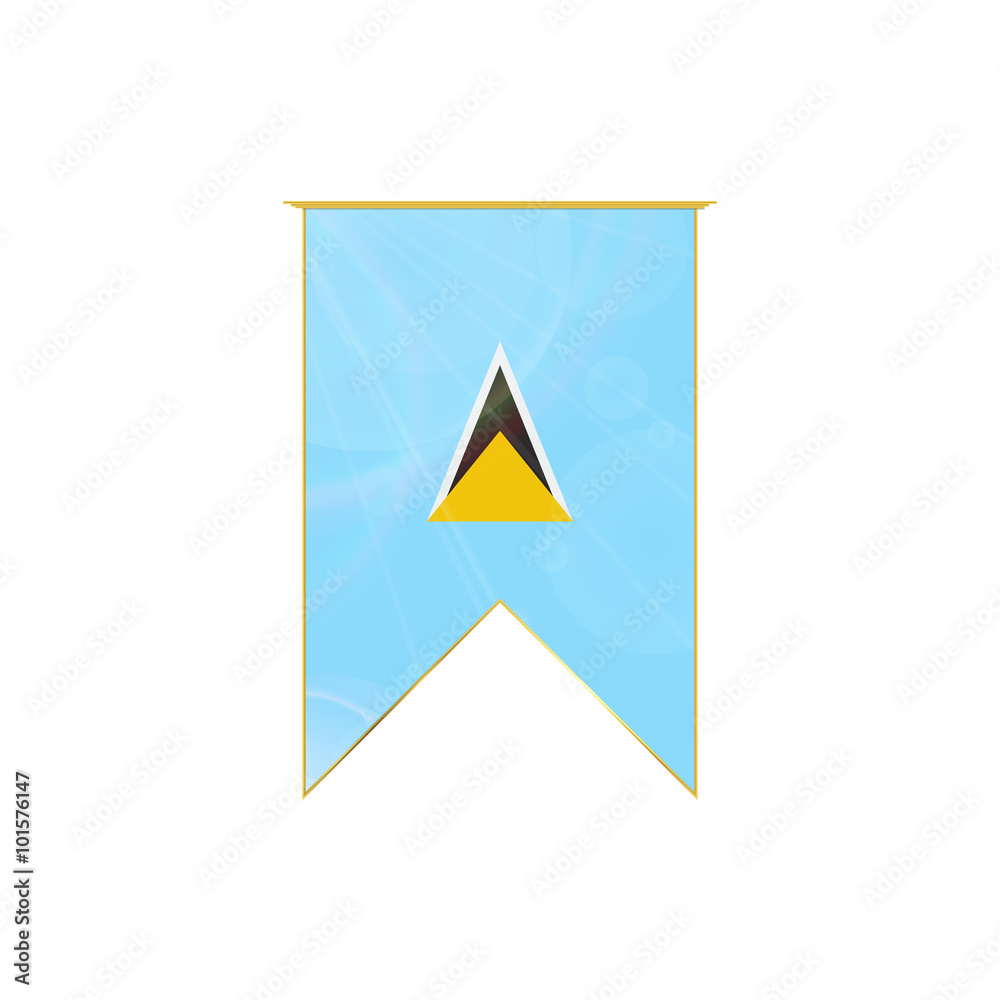 Luxury vertical ribbon with Saint Lucia flag framed in gold Luxury vertical ribbon with Saint Lucia flag framed in gold
