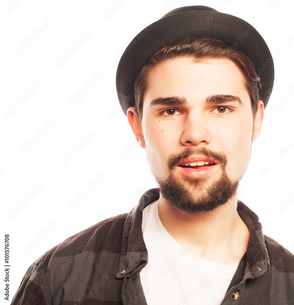 Young hipster man wearing hat