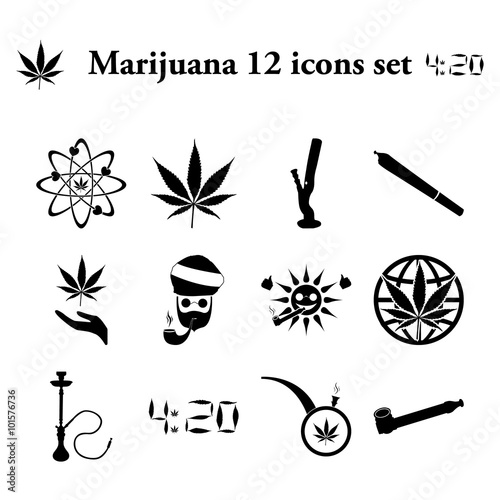 Marijuana 12 simple icons set
