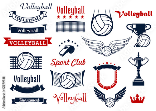 Volleyball game sports icons and symbols