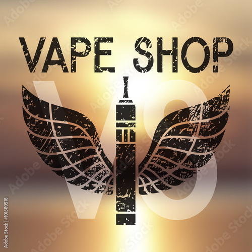 Logo for vape shop on blurred background