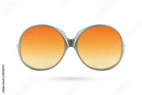 Fashion orange glasses style plastic-framed isolated on white background.