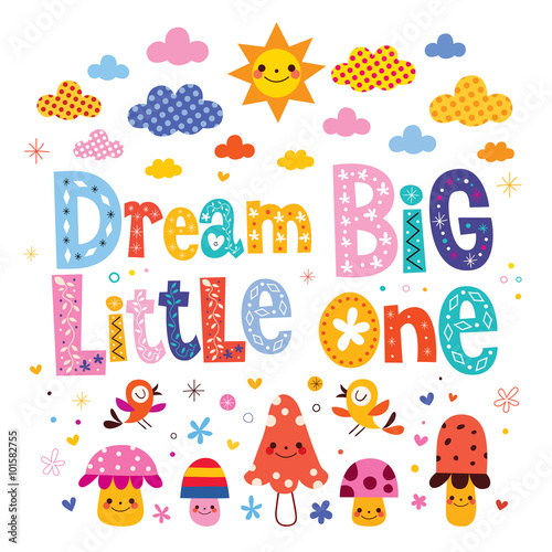 Φωτογραφία Dream big little one - kids nursery art with cute characters