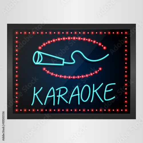 Shining retro light banner karaoke on glowing background