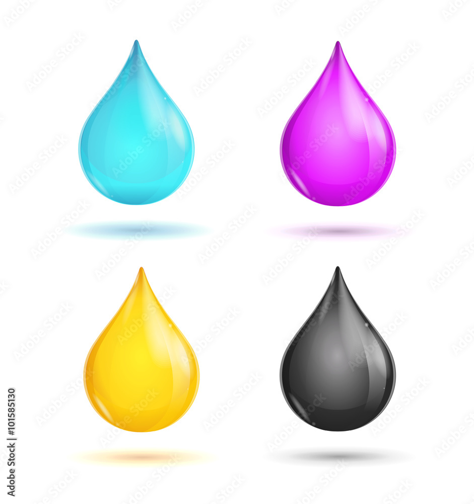 CMYK Glossy Paint Drops. Vector CMYK Glossy Paint Drops. Vector