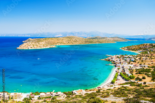 Panoramic view of the sea coast with turquoise water.