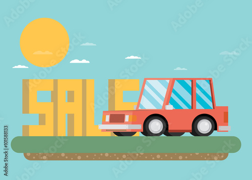 Car sale design template. Flat vector.