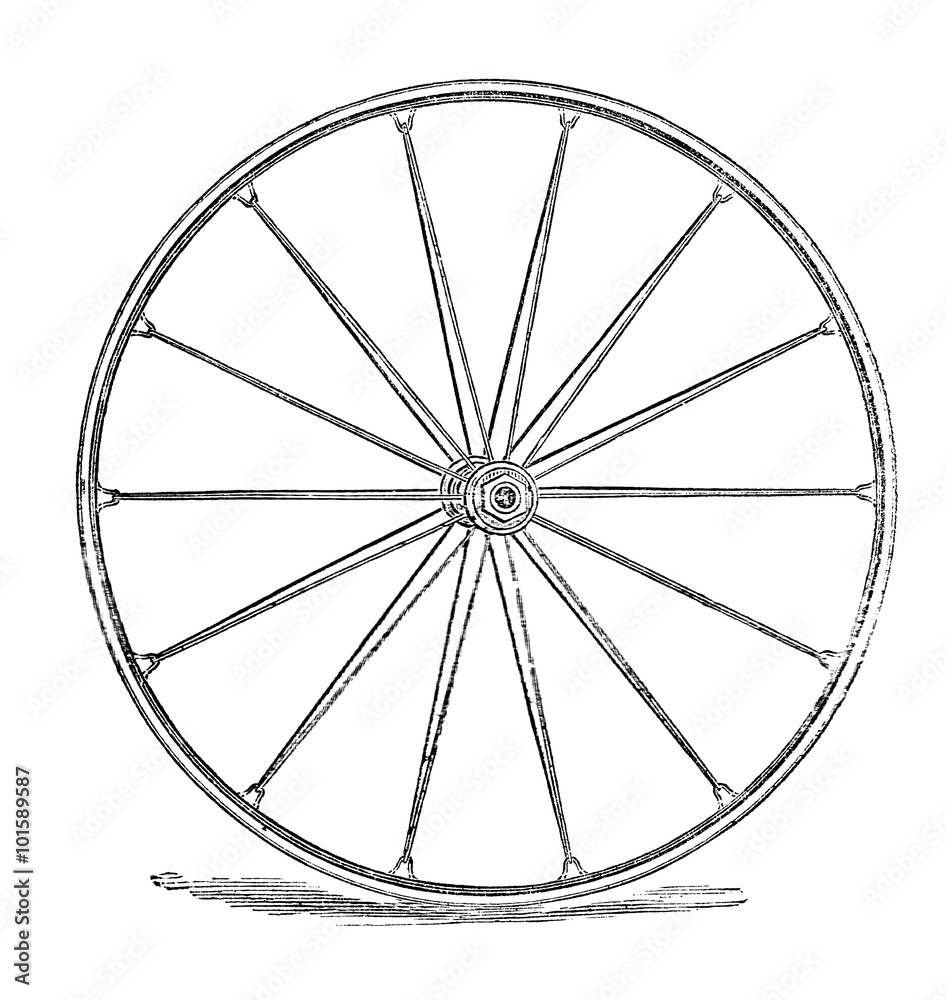 Old Early bicycle wheel rubber covered wooden spokes