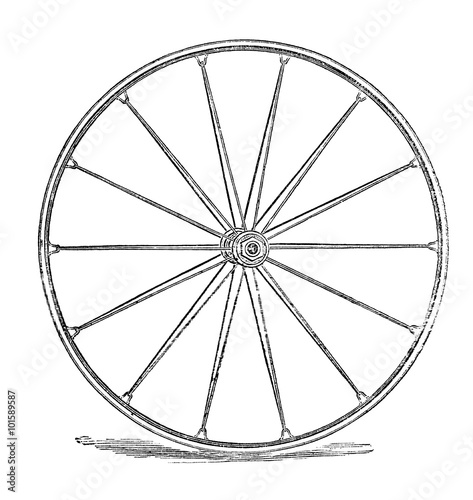 Old Early bicycle wheel rubber covered wooden spokes