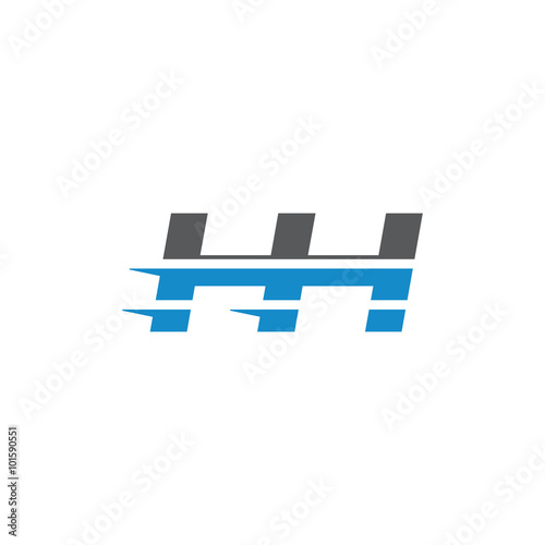 Simple Modern Dynamic Letter Initial Logo hh