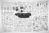 Big bundle business casual doodles icons and objects. 
