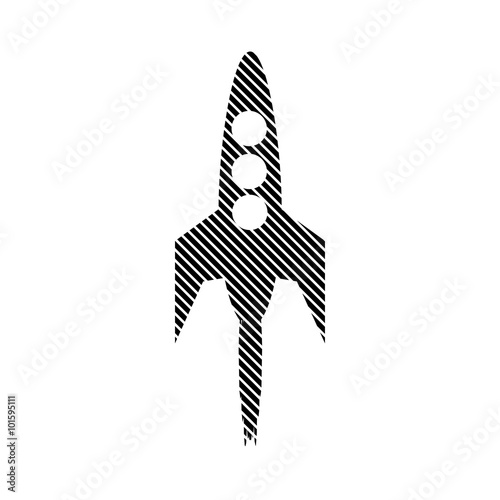 Starting rocket sign on white background. Vector illustration.