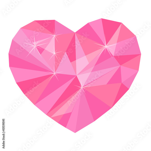 polygonal pink colored heart