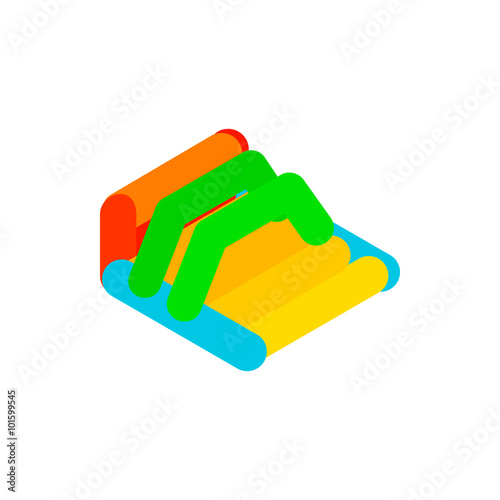 Inflatable trampoline isometric 3d icon