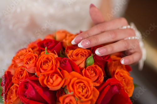 Bridal bouquet of various flowers