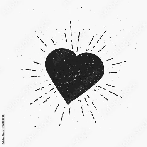 Naklejka na ścianę Ilustracja Vintage Heart. Motyw Hipster, szablon do wydruku, okładka, baner, tekst lub dowolne dzieła sztuki.