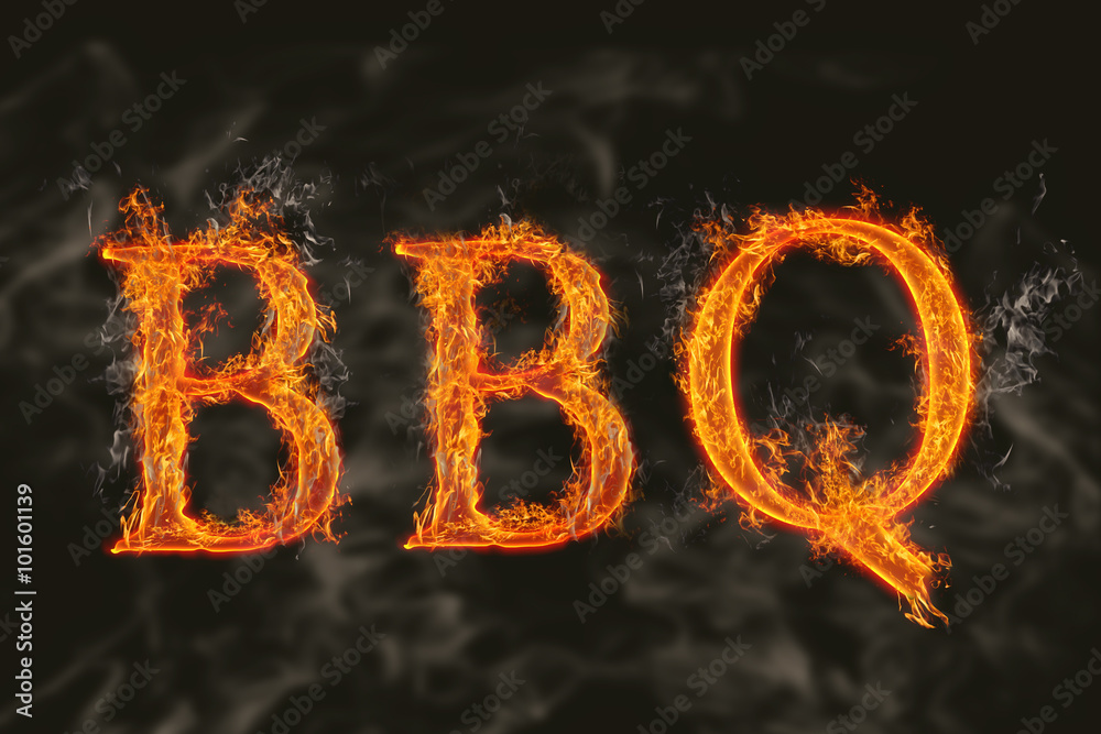 Word bbq with flaming fire effect Word bbq with flaming fire effect