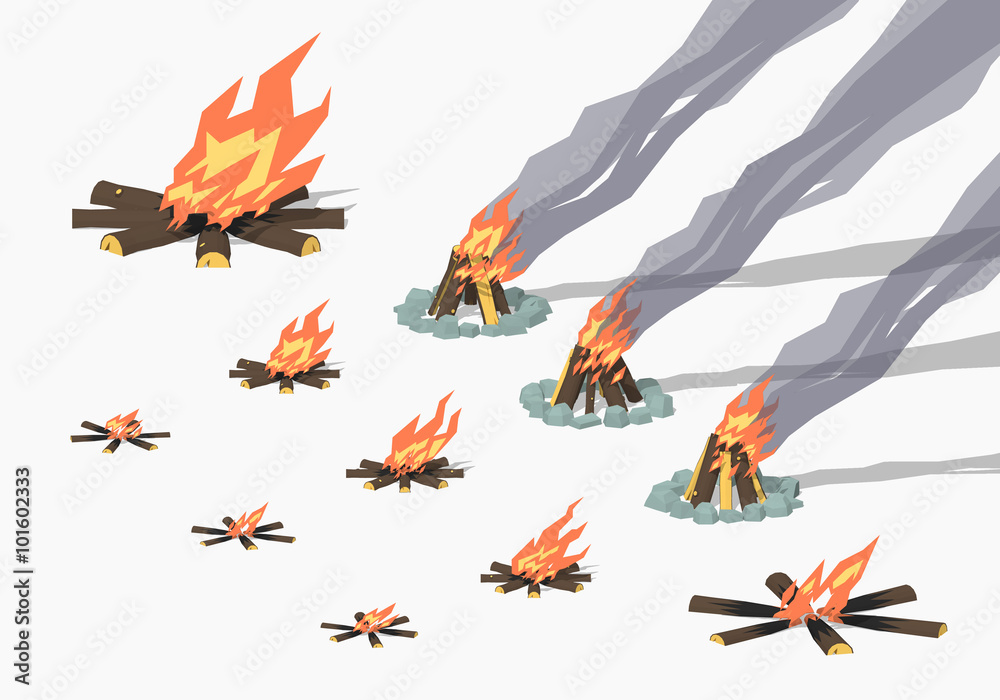 Fotografie Set of campfires