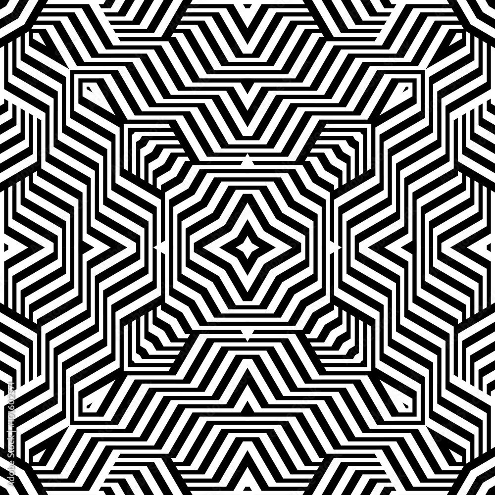 Design seamless monochrome lines geometric pattern