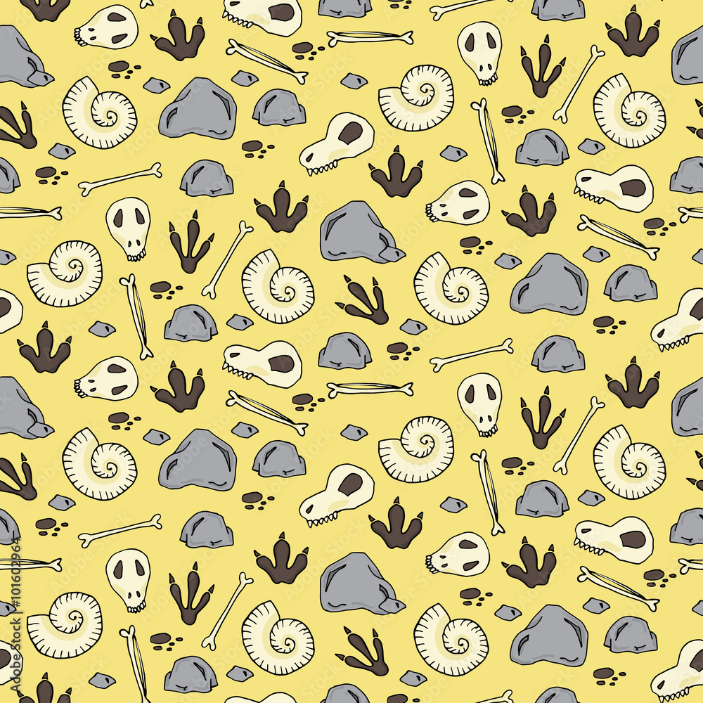 Seamless pattern with archaeological excavations in cartoon styl Seamless pattern with archaeological excavations in cartoon styl