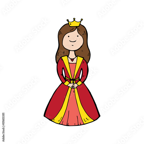 Queen with a crown in cartoon style