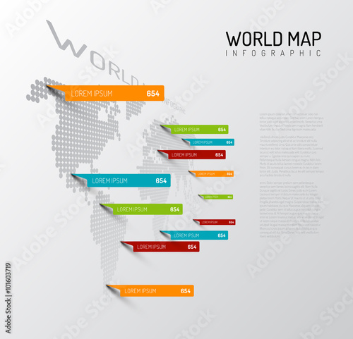 Light World map with droplets pointer marks