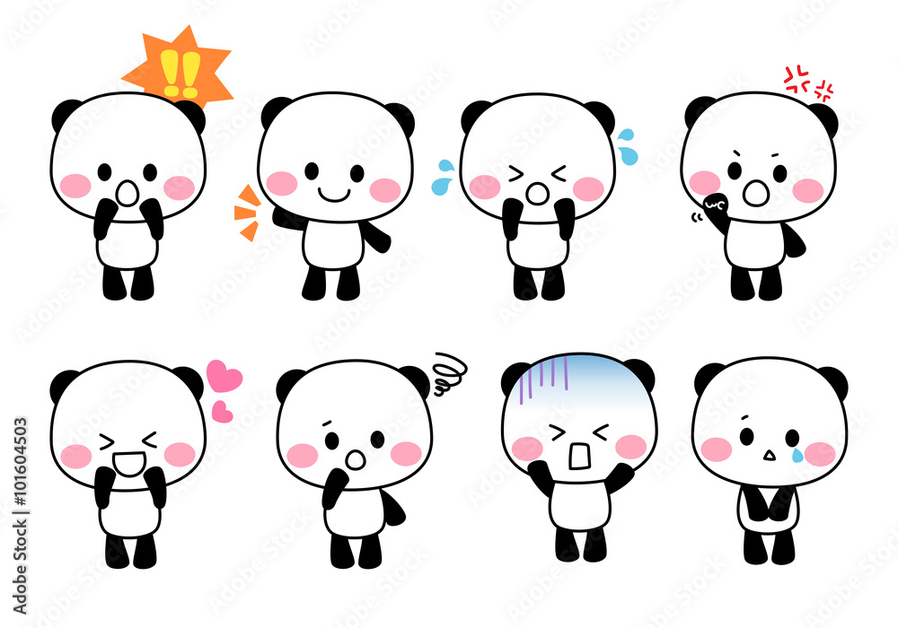 パンダのキャラクターイラスト素材 セット Stock Illustration Adobe Stock