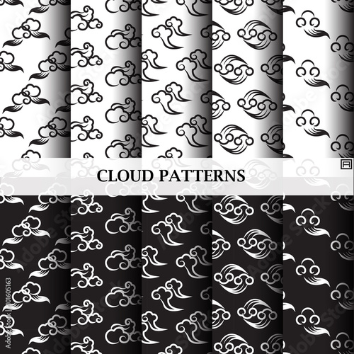 Cloud Chinese patterns, monochrome Chinese patterns