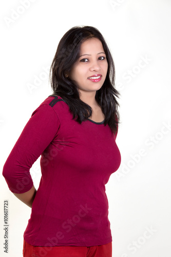 indian model posing against white background