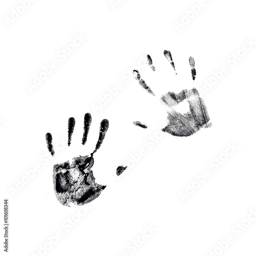 Hand prints. Left and right. Black on white