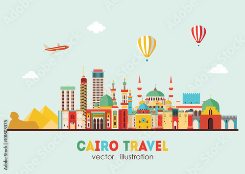 Cairo detailed skyline. Vector illustration