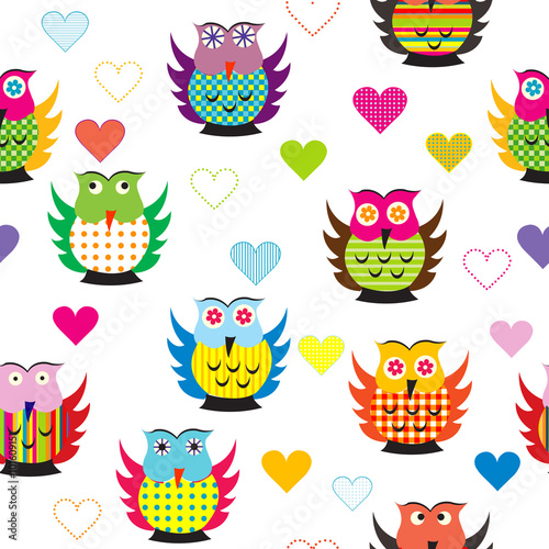 Seamless with carttoon owls
